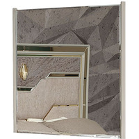 Omari Modern Style Mirror Made with Wood and Gold Accents in Beige