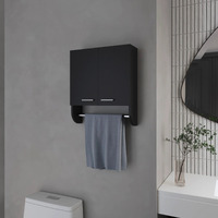 Black Medicine Cabinet with Towel Bar