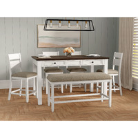 Wallace & Bay Velvety Brown And White 6 Piece Gathering Dining Set