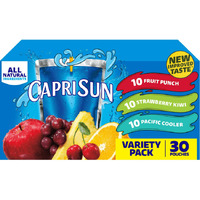 Capri Sun Variety Pack with Fruit Punch, Strawberry Kiwi & Pacific Cooler Juice Box Pouches, 30 ct Box, 6 fl oz Pouches