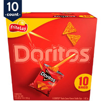 Doritos Nacho Cheese Tortilla Snack Chips, 1oz, 10 Count Bags