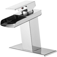 Waterfall bathroom faucet, single handle bathroom sink faucet