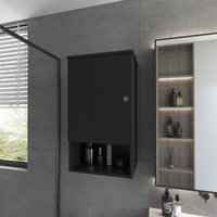 Carrizo Medicine Cabinet in Melamine With One Door, Black