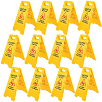 VEVOR 12 Pack Caution Wet Floor Sign 25-Inch Yellow Wet Floor Sign Double Sided Wet Floor Cones Fold-Out Bilingual Plastic Board for Indoors and Outdoors