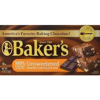 Baker's, Unsweetened 100% Cacao Baking Chocolate Bar, 4 oz