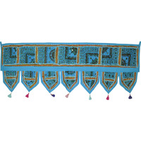 Indian Colorful Door Hanging Topper Embroidered Window Valance Vintage Toran 42 Inch