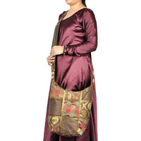 Ladies Designer Large Woman Shoulder Bag Patchwork Brocade Silk Handbag Exclusive