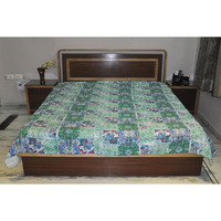 Indian Double Size Bedspreads Kantha Paisley Printed Cotton Bedsheet Tapestry