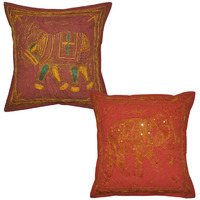 Indian Cushion Cover Embroidered Zari Designer Pillow Cases House Warming Gift
