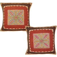 Embroidery Cotton Decor Cushion Cover Indian Patchwork Pillow Covers Pair Throw