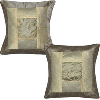 Indian Silk Pillow Covers Set Brocade Embroidered Home Sofa Decor Pillowcase 16 Inch