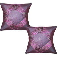 Vintage Silk Cushion Covers Pair Brocade Designer Retro Sofa Pillow Cases 40 Cm