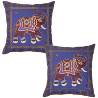 40 Cm Blue Elephant Embroidered Cushion Covers Pair Sofa Decor Square Pillowcases