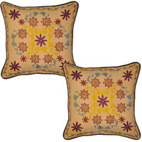 43 Cm Indian Cotton Cushion Covers Embroidered Floral Square Pillow Cases Throw