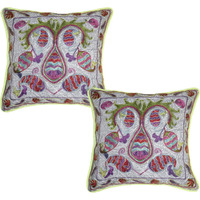 Indian Cotton Cushion Covers Pair Embroidered Cotton Floral Ethnic Pillowcases
