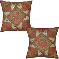 Indian Cotton Cushion Covers Set Mirror Patchwork Sofa Bedding Pillow Cover 40 Cm
