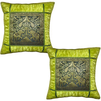 Green Vintage Indian Brocade Pillow Cushion Cover Indian Case Throw Decor 16