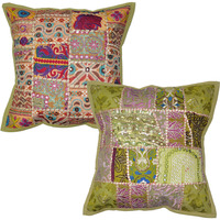 Indian Embroidered Patchwork Cushion Cover Pillow Covers 16'' Home Decor Gift