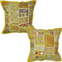 Traditional Patchwork Embroidery Designer Cotton Sequin Work Cushion Cover 40