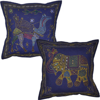 Indian Decorative Cushion Cover Embroidered Pillow Case 40 X 40 Cm