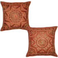 Lalhaveli Handmade Embroidered Work Design Indian Cotton Cushion Cover 41 X 4