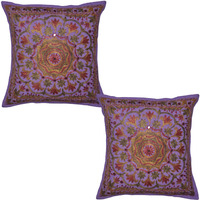 Mirror Work & Embroidery Work Design Indian Pillow Cushion Cover 41 X 41 Cm S