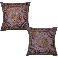 Rajasthani Heavy Embroidery Work Design Mirror Work Throw Cushion Cover 41 X