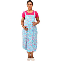 Mamma's Maternity Women's Printed Pink and Blue Maternity Dress