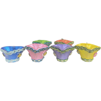 Heart Shape Multi colored Diyas - Pack of 6