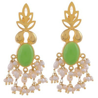 Gold Plated Green Floral Sterling Silver Drop Earrings By Silvermerc Designs