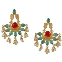 Gold-Plated & Green Crescent Shaped Handcrafted Chandbalis By Silvermerc Designs