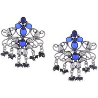 Silver-Plated Blue Classic Drop Earrings By Silvermerc Designs