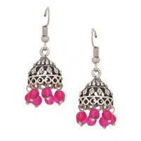 Beautiful Silver & Pink Beads Jhumka Earrings By Silvermerc Designs
