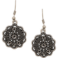 Beautiful Floral Designs Silver Tone Drop Earrings By Silvermerc Designs