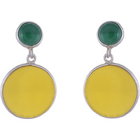 Trendy & Beautiful Design & Green & Yellow Turquoise Silver Drop Earrings By Silvermerc Designs