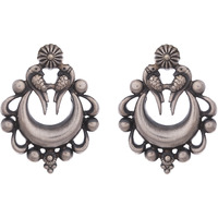 Beautiful & Floral Design Silver Detailing Silver Studs Earrings By Silvermerc Designs