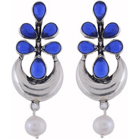 Classic & Blue Turquoise & Pearls Silver Studs Earrings By Silvermerc Designs