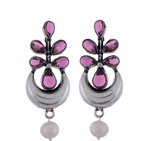 Beautiful Floral Design & Pink Turquoise Silver Drop Earrings By Silvermerc Designs