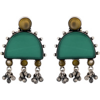 Classic Design & Green Oynex Silver Studs Earrings By Silvermerc Designs