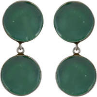 Trendy & Green Turquoise Round Shape Silver Drop Earrings By Silvermerc Designs