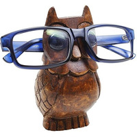 Wooden Owl Eyeglass Spectacle Holder Handmade Stand for Office Desk Home Dicor Gifts