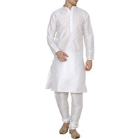 White Silk Kurta Pajama For Men's Indian Clothing