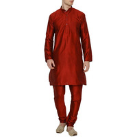 Maroon Silk Kurta Pajama For Men's Indian Clothing