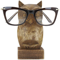Winmaarc Wooden Owl Eyeglass Spectacle Holder Handmade Stand for Office Desk