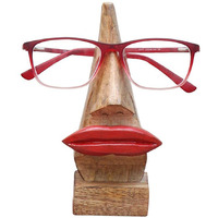 Winmaarc Wooden Handmade Red Lip Shaped Eyeglass Spectacle Holder Display Stand for Girls Women