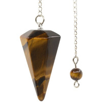 Winmaarc Golden Tiger Eye Gemstone Rock Crystal Hexagonal Pointed Reiki Chakra Pendant Pendulum