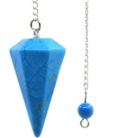Winmaarc Howlite Turquoise Gemstone Rock Crystal Hexagonal Pointed Reiki Chakra Pendant Pendulum
