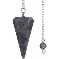 Winmaarc Larvikite Gemstone Rock Crystal Hexagonal Pointed Reiki Chakra Pendant Pendulum