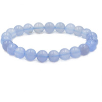 Winmaarc Blue Chalcedony Natural Gemstone Round Beads Stretch Bracelet Healing Reiki 8mm