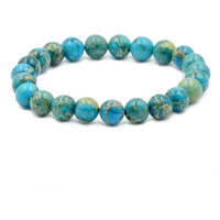 Winmaarc Blue Serpentine Natural Gemstone Round Beads Stretch Bracelet Healing Reiki 8mm